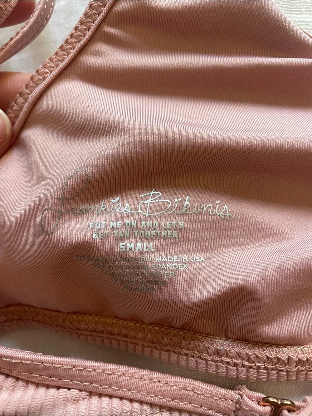 Ribbed Frankie’s Bikinis Alana Set in Vintage Rose